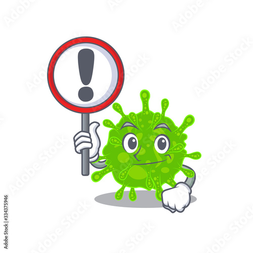 Cheerful cartoon style of flaviviridae holding a sign