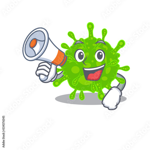An icon of flaviviridae holding a megaphone