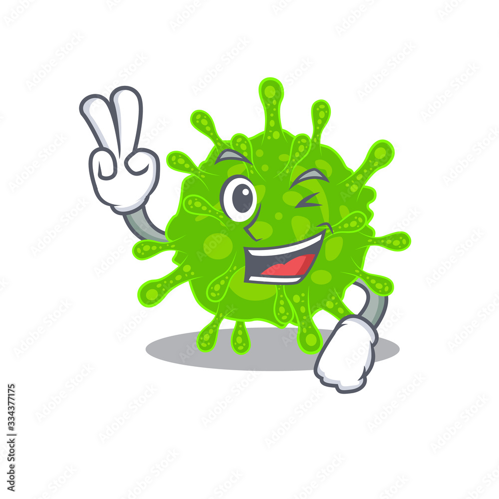 Cheerful flaviviridae mascot design with two fingers Cheerful flaviviridae mascot design with two fingers