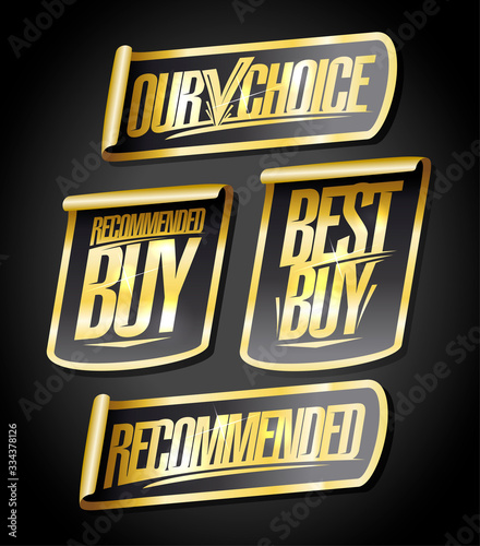 Recommended, our choice, best buy, recommended buy - sale stickers