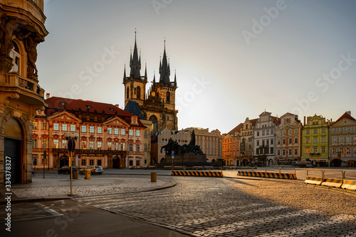 Old Town Square at sunrise, Prague.