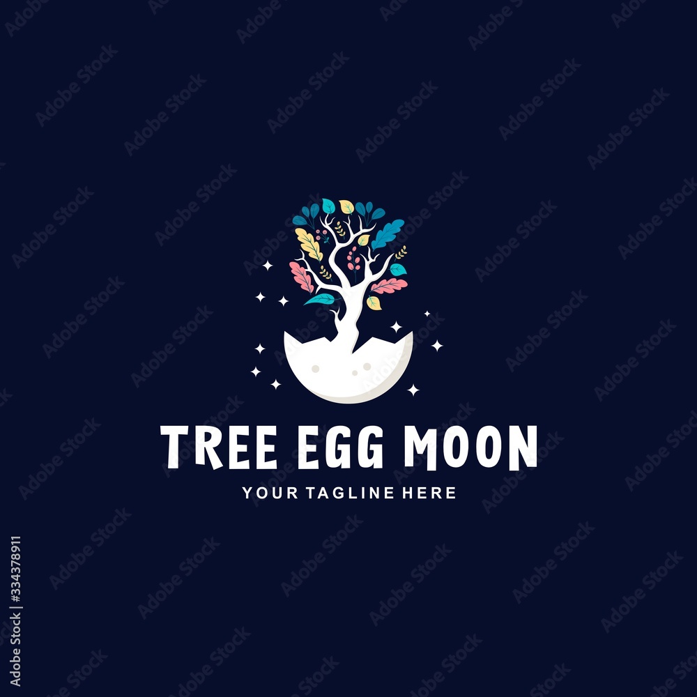 Tree egg moon logo design inspiration