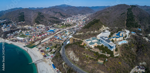 Russia, Krasnodar Territory, the resort village of Nebug, top view photo