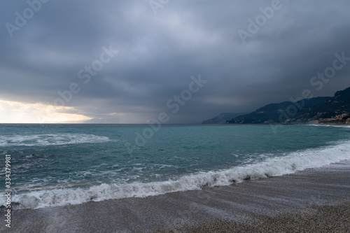 Cloudy day over the Ligurian sea  Italian Riviera