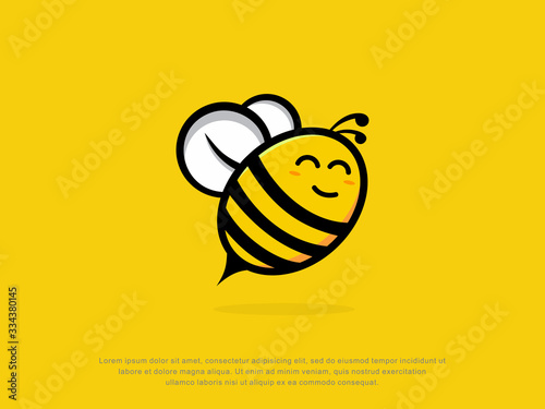 Papier peint happy bee logo. character. modern design. vector illustration