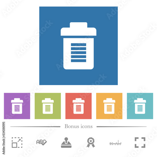 Full trash flat white icons in square backgrounds