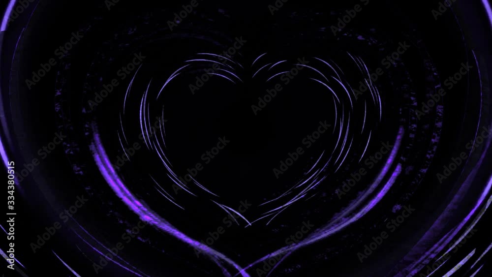 Abstract holiday valentines day background with shining gold sparkling heart particles on black. 4K motion graphic.
