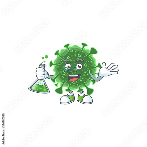 Wuhan coronavirus brainy Professor Cartoon design grasp a glass tube