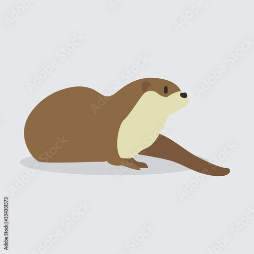 Cartoon otter. Cute Cartoon otter  Vector illustration on a white background. Drawing for children.