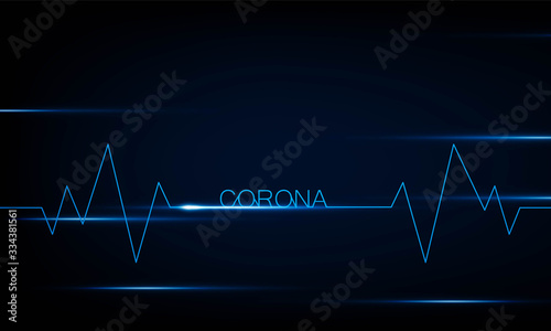 abstract technology lights dark backdrop with Arrow Light Blue Heart pulse monitor with signal. Heart beat. icon. Hitech communication. Coronavirus Infection