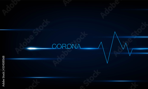 abstract technology lights dark backdrop with Arrow Light Blue Heart pulse monitor with signal. Heart beat. icon. Hitech communication. Coronavirus Infection