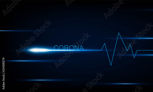 abstract technology lights dark backdrop with Arrow Light Blue Heart pulse monitor with signal. Heart beat. icon. Hitech communication. Coronavirus Infection