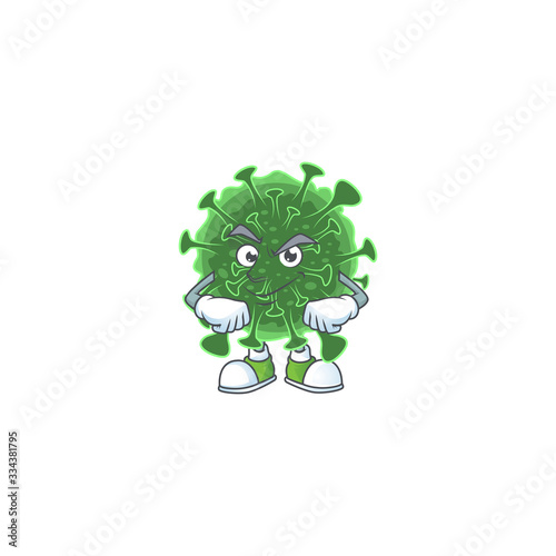 An icon of wuhan coronavirus mascot design with confident gesture