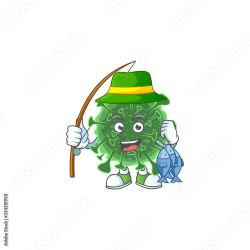 Cartoon character of funny Fishing wuhan coronavirus