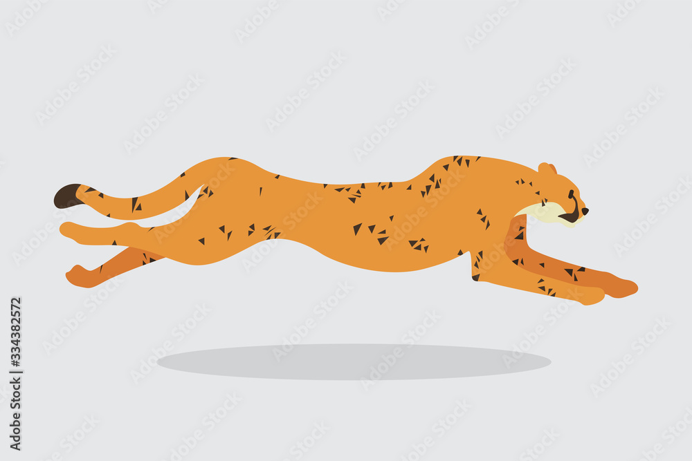Fototapeta premium Cartoon cheetah. Cute Cartoon cheetah, Vector illustration on a white background. Drawing for children.