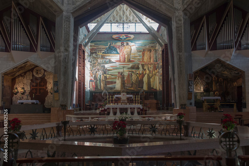 Nazareth, Israel, January 26, 2020: Upper church at the Basilica of the Annunciation in Nazareth