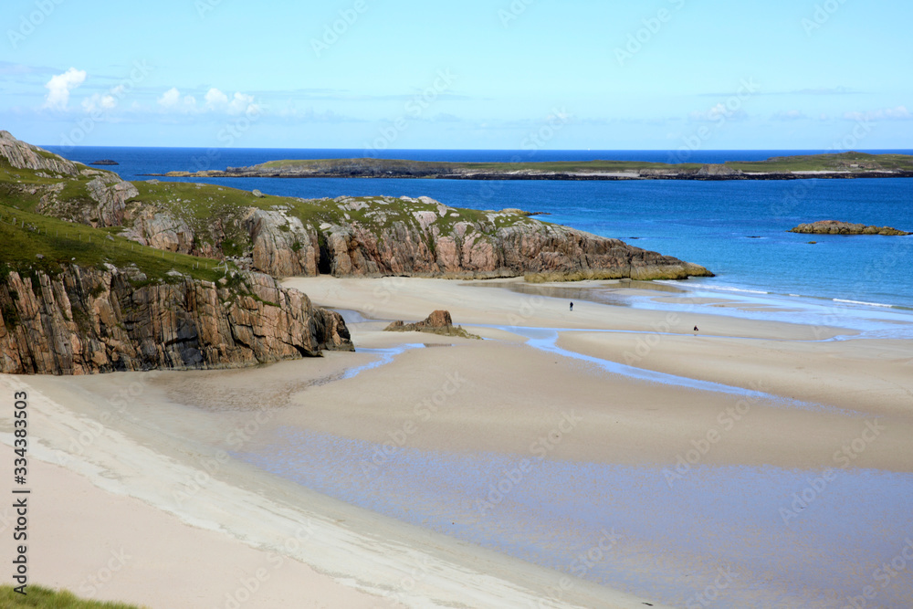 Durness -  (Scotland), UK - August 11, 2018: The beaches at Durness peninsula, Scotland, Highlands, United Kingdom