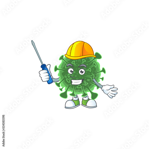 cool automotive cartoon character of wuhan coronavirus