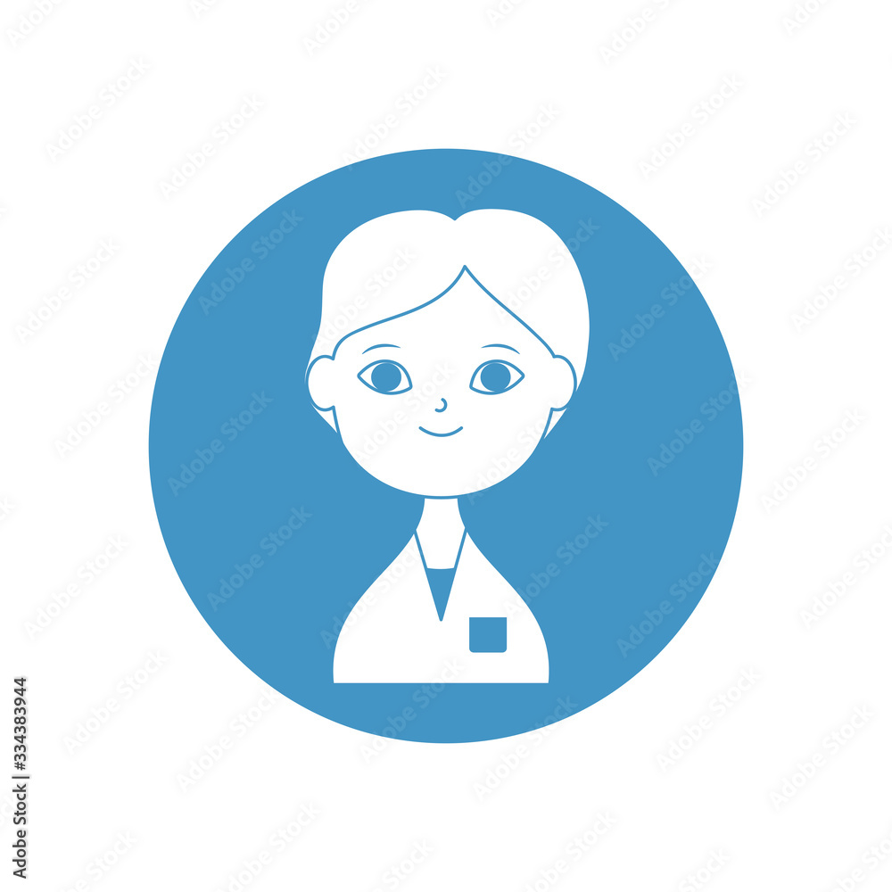 cartoon doctor smiling icon, block style cartoon doctor smiling icon, block style