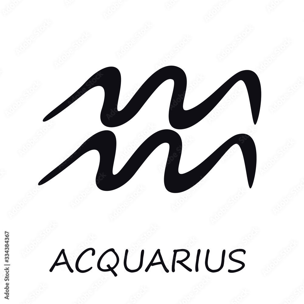 Aquarius zodiac sign black vector illustration. Celestial silhouette air symbol. Astrological constellation. Horoscope characteristics and monthly prediction calendar element. Isolated glyph icon Aquarius zodiac sign black vector illustration. Celestial silhouette air symbol. Astrological constellation. Horoscope characteristics and monthly prediction calendar element. Isolated glyph icon
