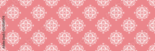 Floral seamless pattern. White design on long pink background