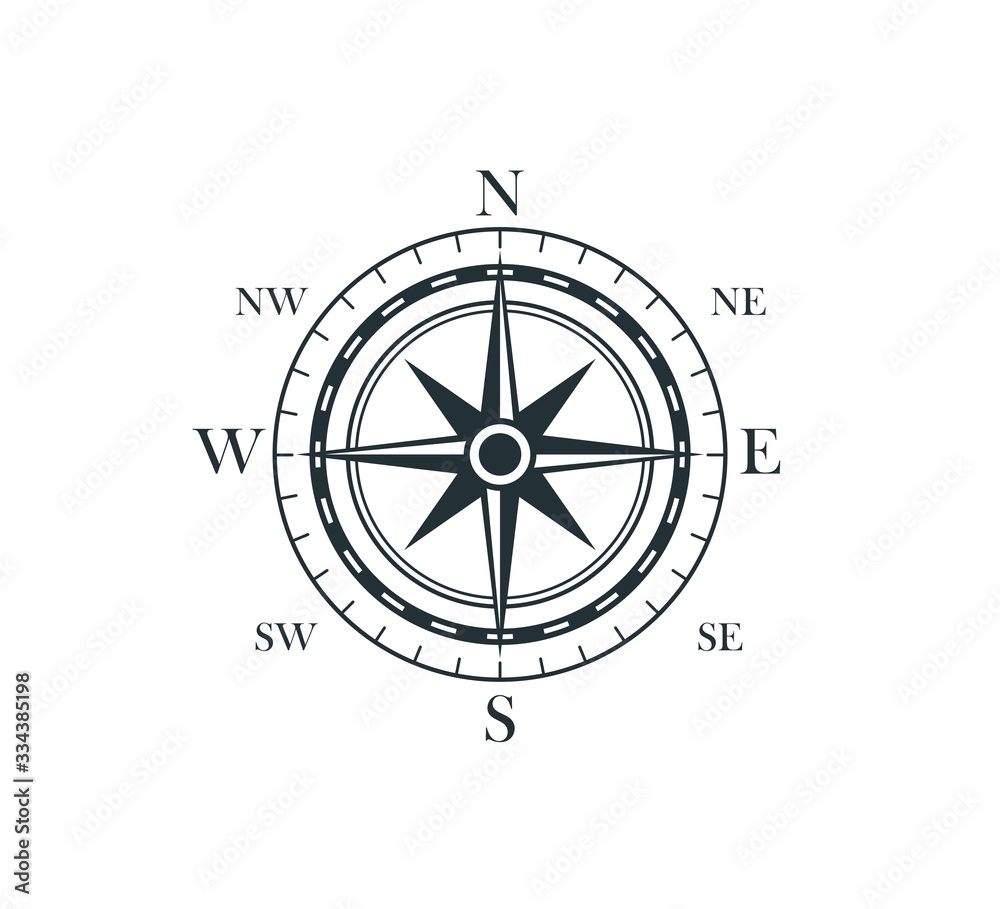 compass rose wind direction navigation position vector graphic design illustration