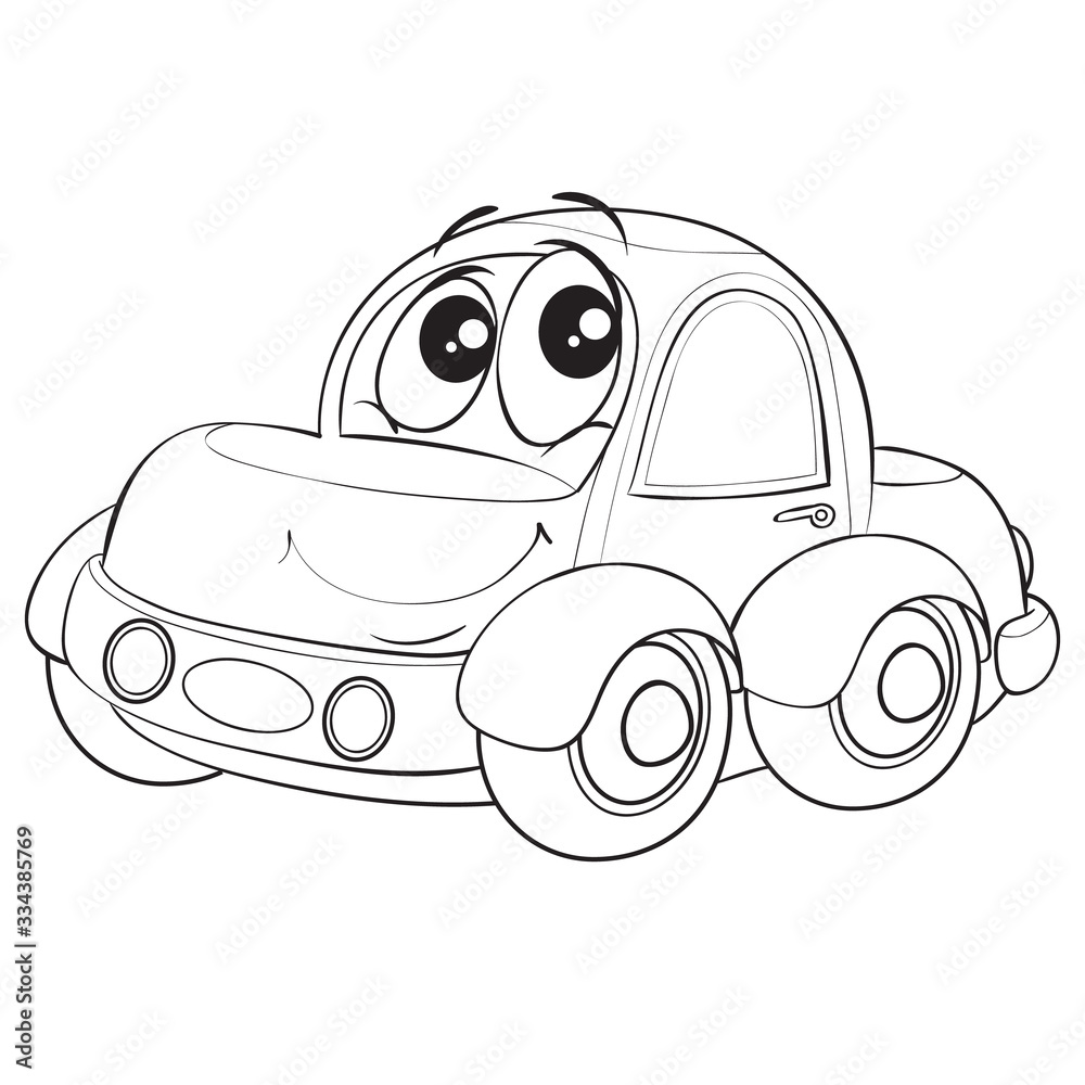 car character with big eyes, cute, cartoon, outline drawing, isolated  object on white background, vector illustration, eps Stock Vector | Adobe  Stock