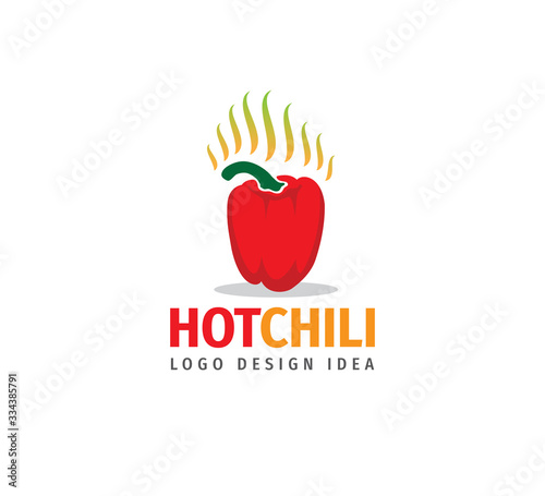 red hot habanero chilli with flame smoke vector logo design