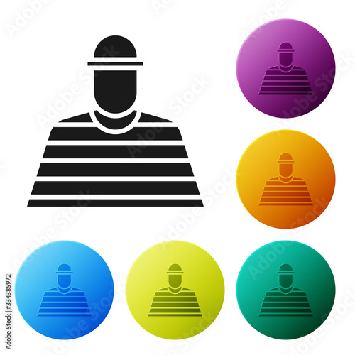 Black Prisoner icon isolated on white background. Set icons in color circle buttons. Vector Illustration