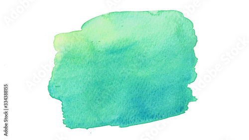 Green watercolor hand drawn isolated background