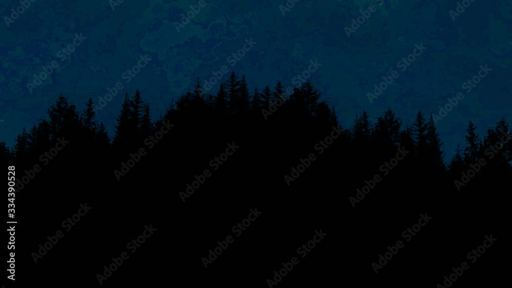 trees forest night landscape silhouette blue dark black trees forest night landscape silhouette blue dark black
