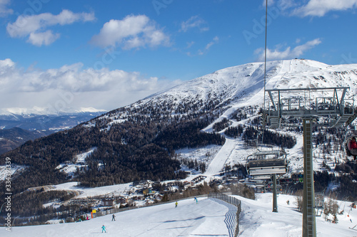 The skiing slopes in the Alps