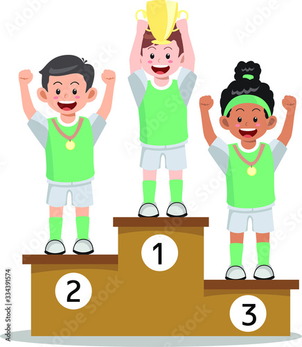 Happy student on their podium after win school competition