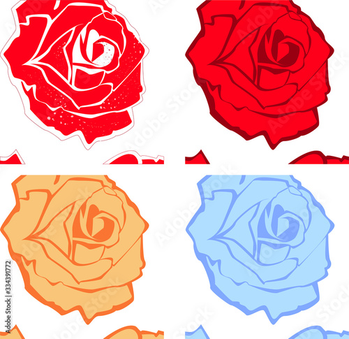 Modulo per il disegno del tessuto una rosa con varianti di colore