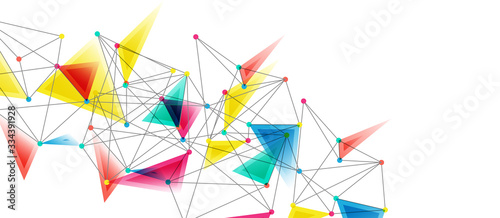 Line points connections, triangular technology design. Abstract geometric background