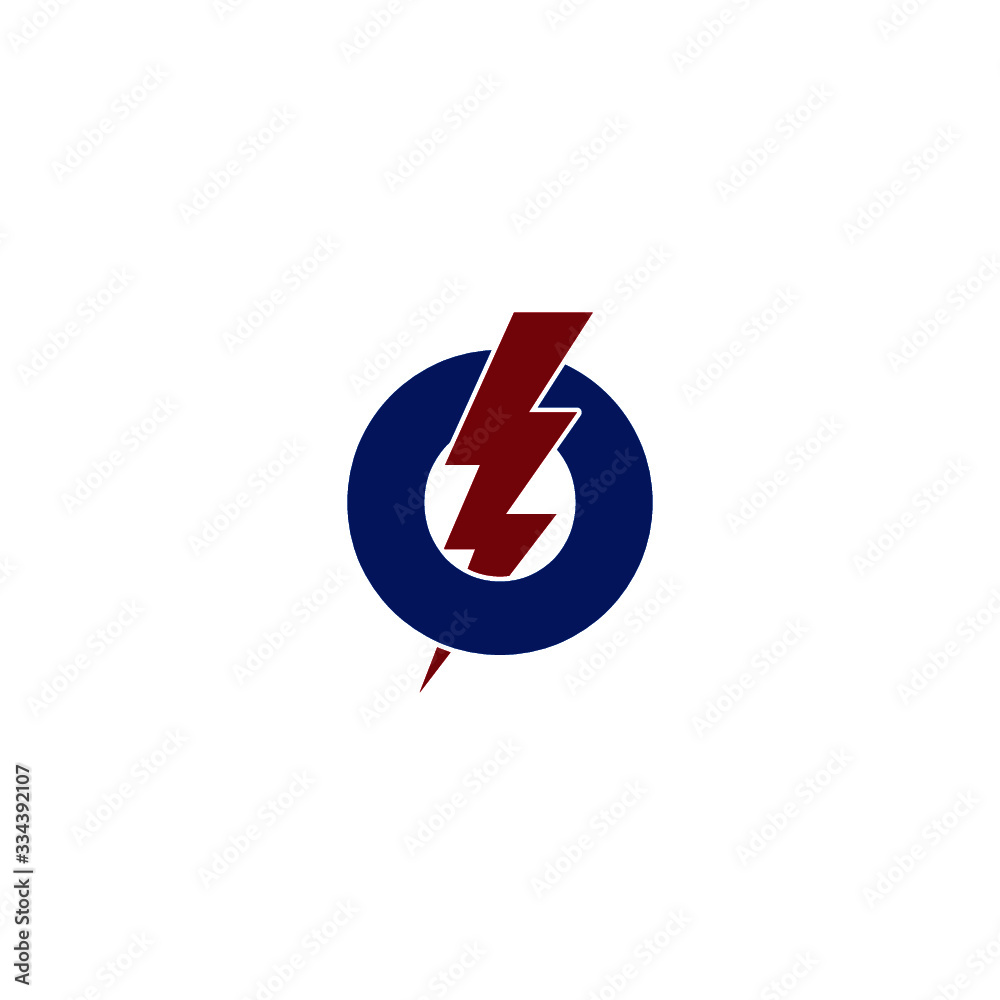 O Letter Logo Design With Lighting Thunder Bolt Isolated On White Background O Letter Logo Design With Lighting Thunder Bolt Isolated On White Background