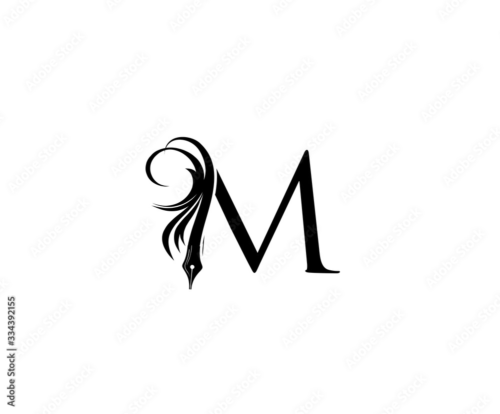 Fototapeta premium Luxury Pen M Letter Logo Icon