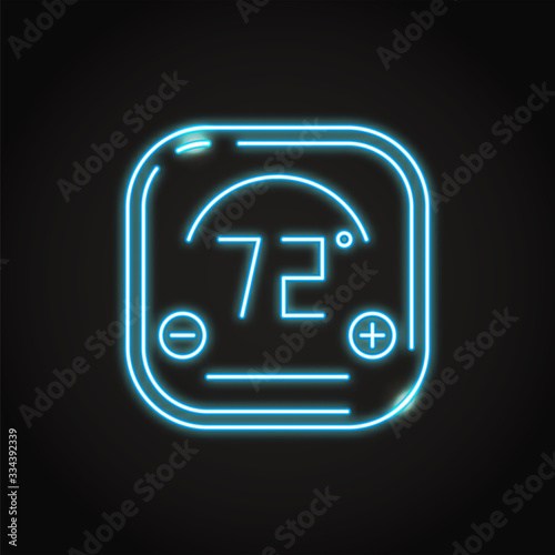 Neon smart thermostat icon in line style