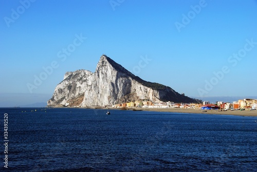 The Rock of Gibraltar viewed from La Atunara, Spain.