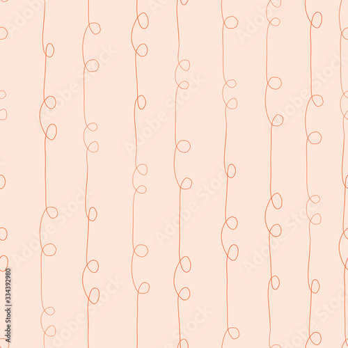 Seamless vector doodle background. Abstract light pink and orange repeating pattern with vertical hand drawn twirls. Simple backdrop in feminine subtle colors for web banner, surface decor, fabric © StockArtRoom
