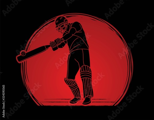 Cricket player action cartoon sport graphic vector