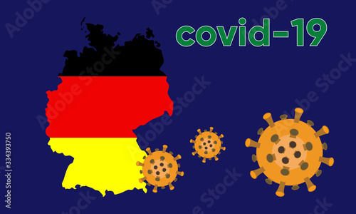 Illustration vector graphic of Alert corona virus outbreak with Germany map in the background. Map of Germany with deadly corona virus. Dangerous chinese ncov corona virus. Vector EPS10. covid-19.