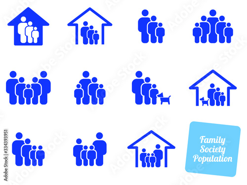 Family parents home relatives society population isolation quarantine epidemic icon set, flat glyph vector collection