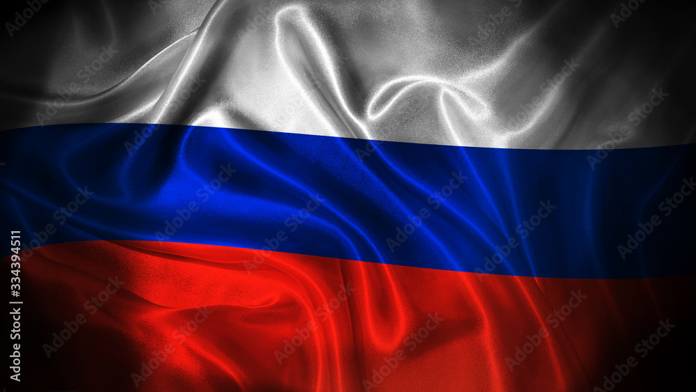Fototapeta premium Close up waving flag of Russia. National Russia flag.