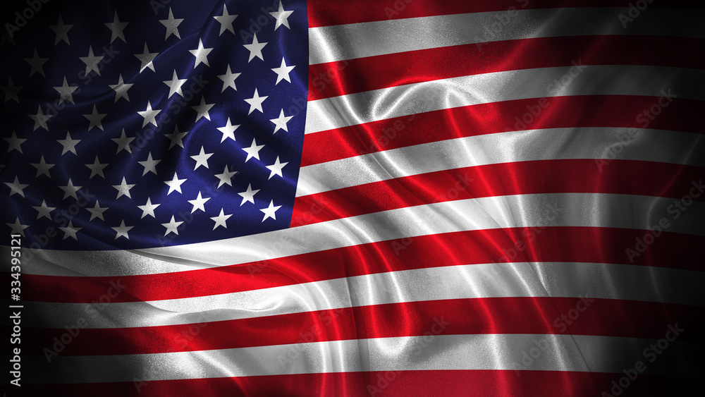 Obraz premium Close up waving flag of USA. National USA flag.