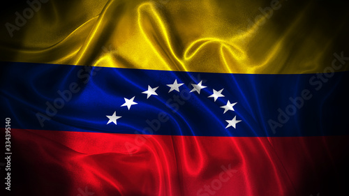 Close up waving flag of Venezuela. National Venezuela flag. photo