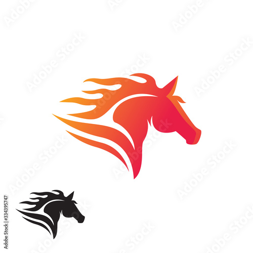head running fire horse logo design inspiration