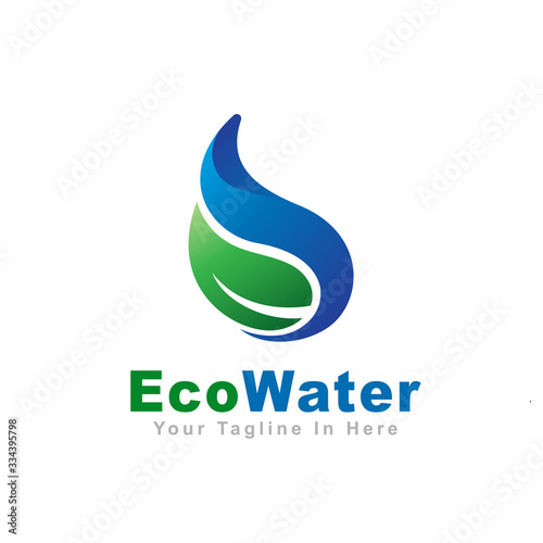 Water liquid drop with leaf logo design inspiration