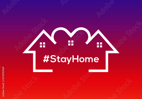 Stay Home Sticker and Icon. Covid-19 coronavirus quarantine vector banner for social media