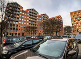 Residential buildings of modern architecture in Copenhagen, Denmark. February 2020